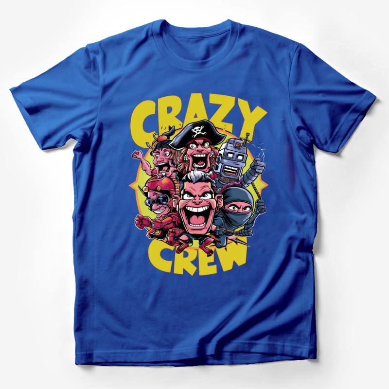 Crazy Crew Cartoon Characters T-Shirt, Fun Graphic Tee for All Ages, Colorful Group Design Unisex Shirt Male T-Shirt