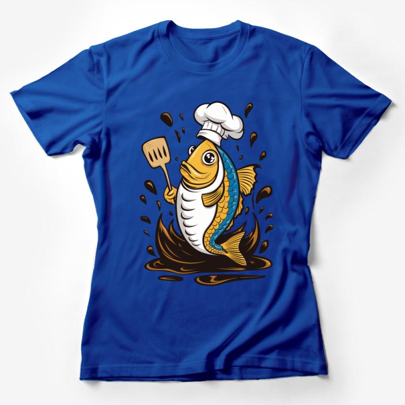 Chef Fish T-Shirt, Quirky Cooking Fish Tee, Comic Style Seafood Shirt, Kitchen Humor Apparel, Unisex Graphic Tee, Foodie Gift Idea Female T-Shirt