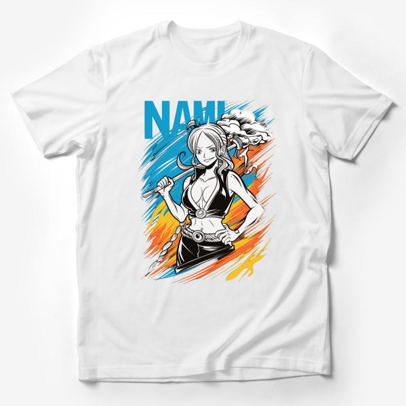 Anime Inspired Graphic Tee, Colorful Manga Character Shirt, Vibrant Comic Style T-Shirt Design, Casual Cool Wear Male T-Shirt