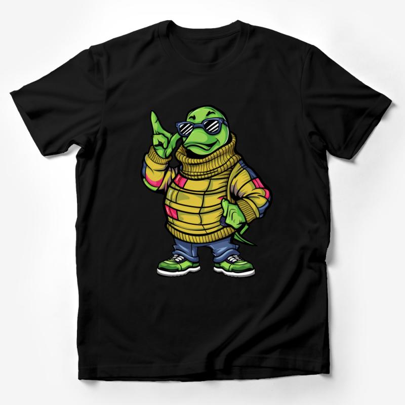 Cool Hip Turtle with Sunglasses Graphic Tee, Unisex Cartoon Animal T-Shirt, Trendy Streetwear Top, Casual Wear for All Male T-Shirt