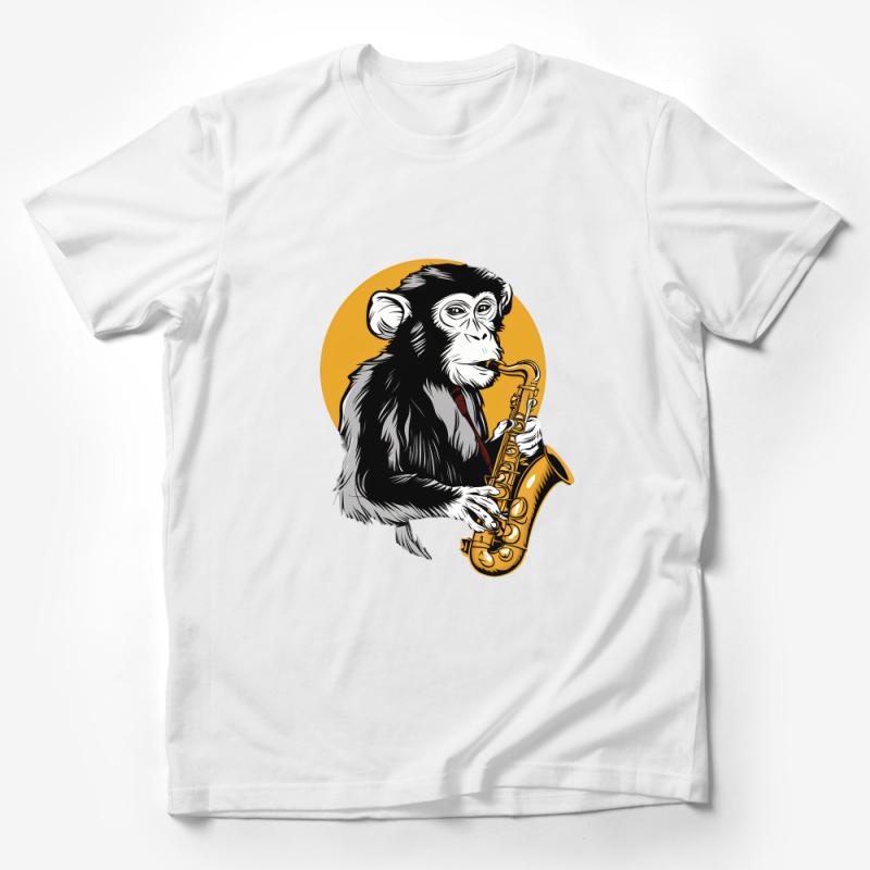 Monkey Saxophone T-Shirt, Jazz Musician Ape Tee, Cool Monkey Graphic Shirt, Unisex Animal Music Tee Male T-Shirt