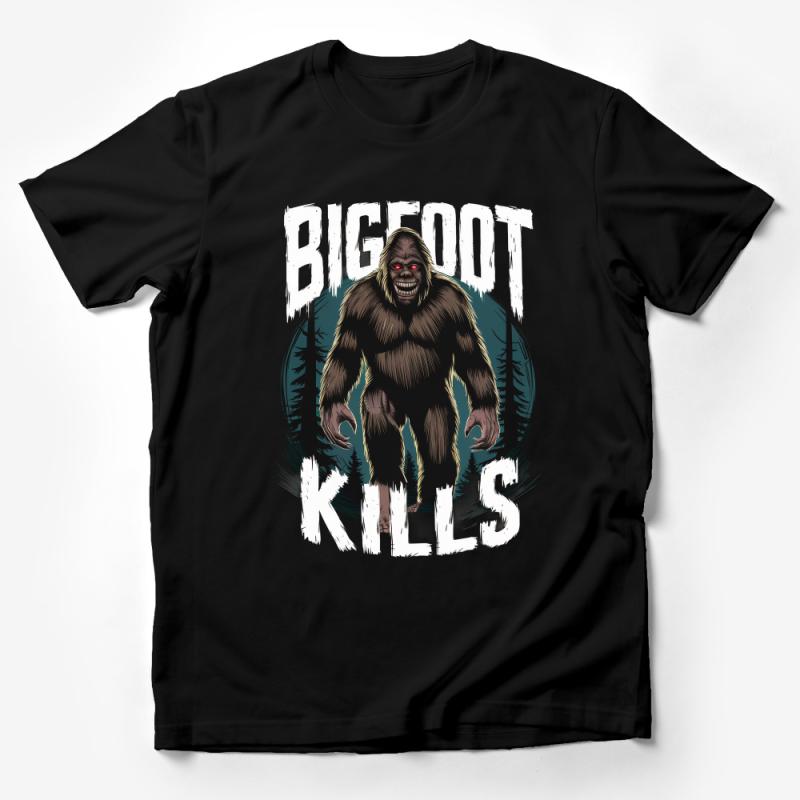 Bigfoot Kills Graphic Tee, Unique Sasquatch Monster Shirt, Men's and Women's Horror T-shirt, Cryptid Lovers Apparel, Novelty Tee Gift Male T-Shirt