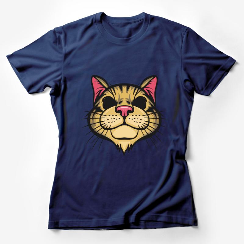 Funny Cat Face T-Shirt, Cute Feline Graphic Tee, Whisker Artwork Shirt, Casual Wear for Cat Lovers, Unisex Adult Clothing Female T-Shirt