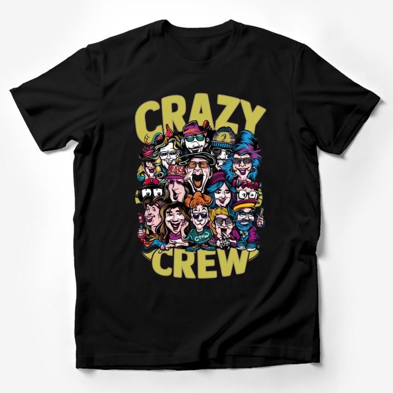 Unique Crazy Crew Cartoon Printed T-Shirt, Colorful Fun Group Art Tee, Unisex Casual Wear, Gift for Friends Male T-Shirt