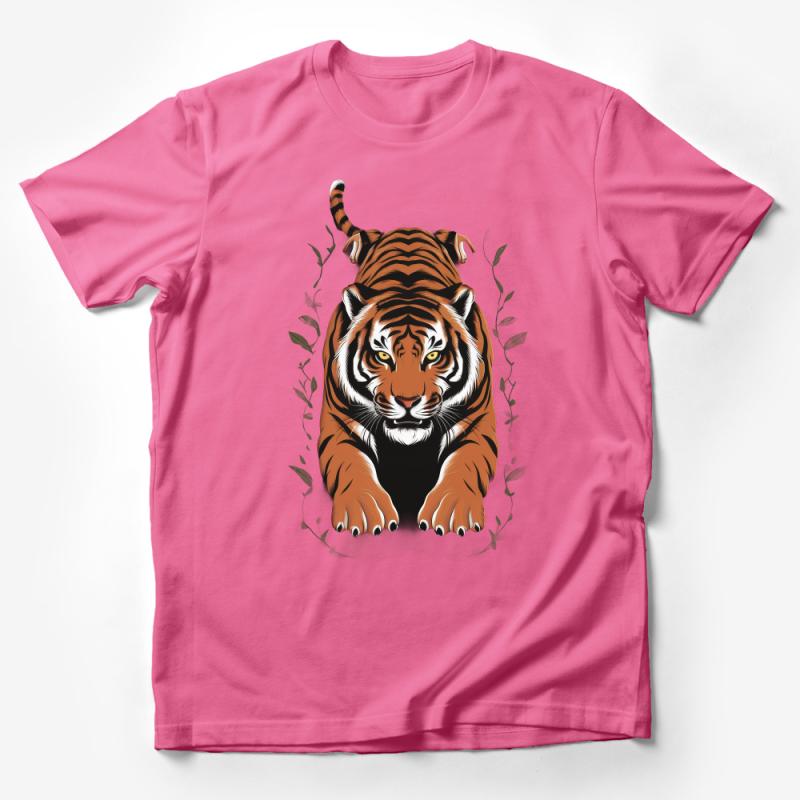 Jungle Tiger Graphic Tee, Wild Animal T-Shirt, Unisex Tiger Print Shirt, Nature-Inspired Casual Wear, Bold Tiger Illustration Apparel Male T-Shirt