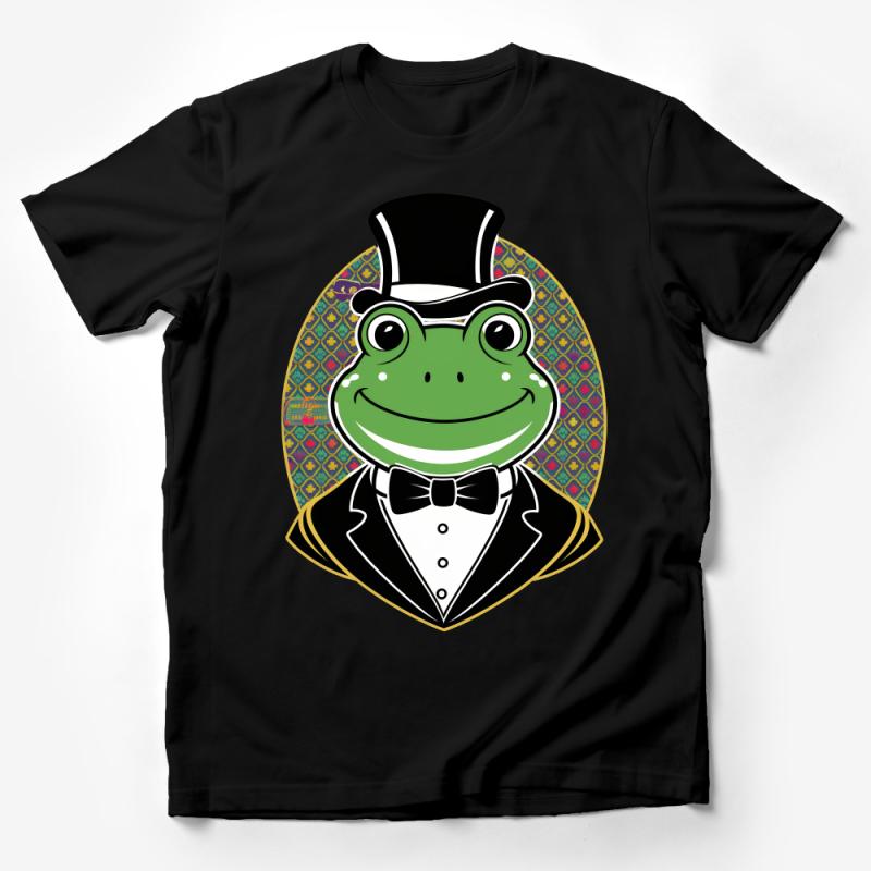 Dapper Frog with Top Hat T-Shirt, Unique Animal Graphic Tee, Fancy Amphibian Illustration Shirt, Stylish Novelty Gift Male T-Shirt