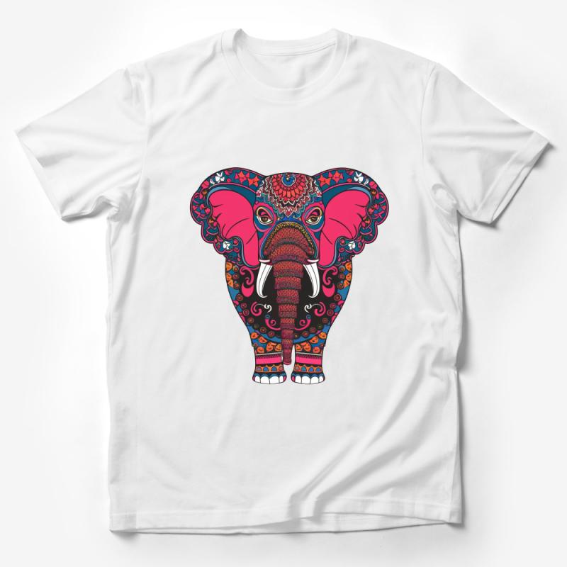 Colorful Mandala Elephant T-Shirt, Bohemian Style Animal Tee, Unique Vibrant Graphic Shirt Male T-Shirt