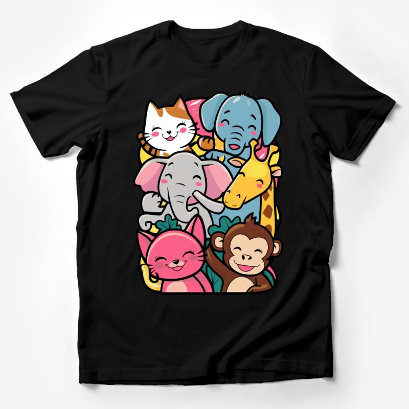 Kids Animal Cartoon T-Shirt, Cute Jungle Friends Graphic Tee, Vibrant Children's Clothing, Unisex Top for Toddlers Male T-Shirt