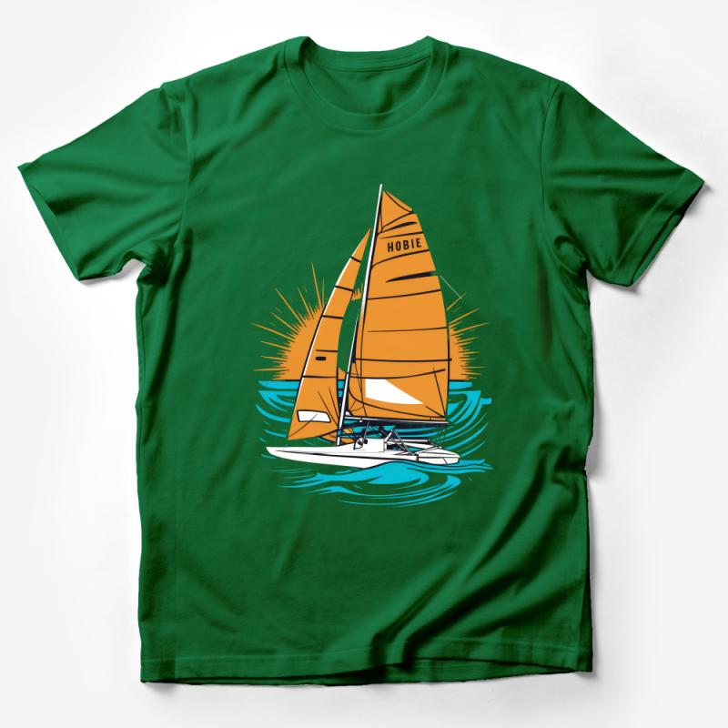 Sailing T-Shirt, Hobie Catamaran Graphic, Unisex Sailing Apparel, Nautical Ocean Tee, Water Sports Enthusiast, Summer Beachwear Male T-Shirt