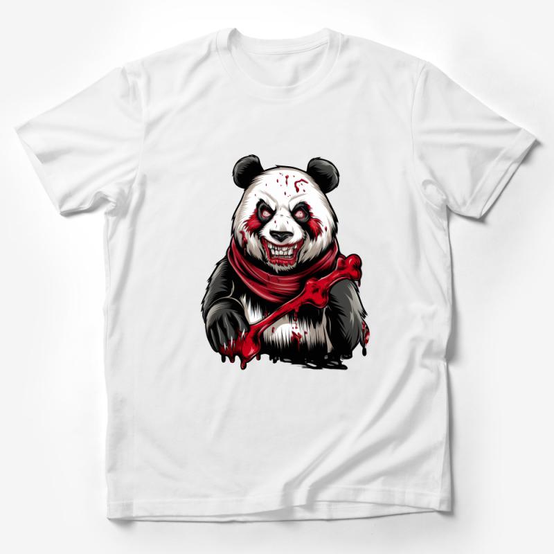 Fierce Panda With A Bone Graphic Tee, Horror-Inspired Animal T-Shirt, Unisex Casual Wear Male T-Shirt