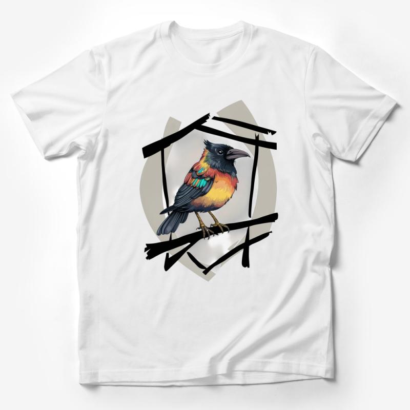 Colorful Bird T-Shirt, Nature Inspired Tee, Artistic Bird Illustration, Unique Wildlife Shirt, Casual Wear, Bird Lover Gift Idea Male T-Shirt