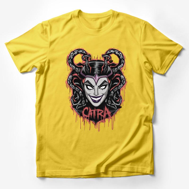 Gothic Villainess Inspired Graphic Tee, Dark Fantasy Art with Dripping Text Male T-Shirt