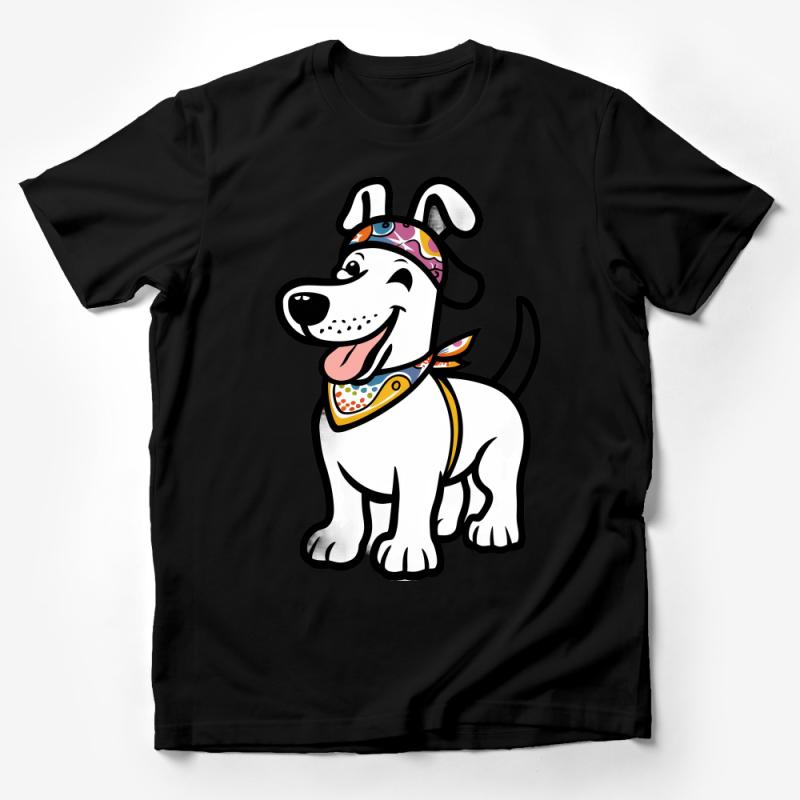 Cute Cartoon Dog T-Shirt, Colorful Pet Graphic Tee, Unisex Animal Illustration Shirt, Casual Canine Lover Clothing, Gift for Dog Owners Male T-Shirt