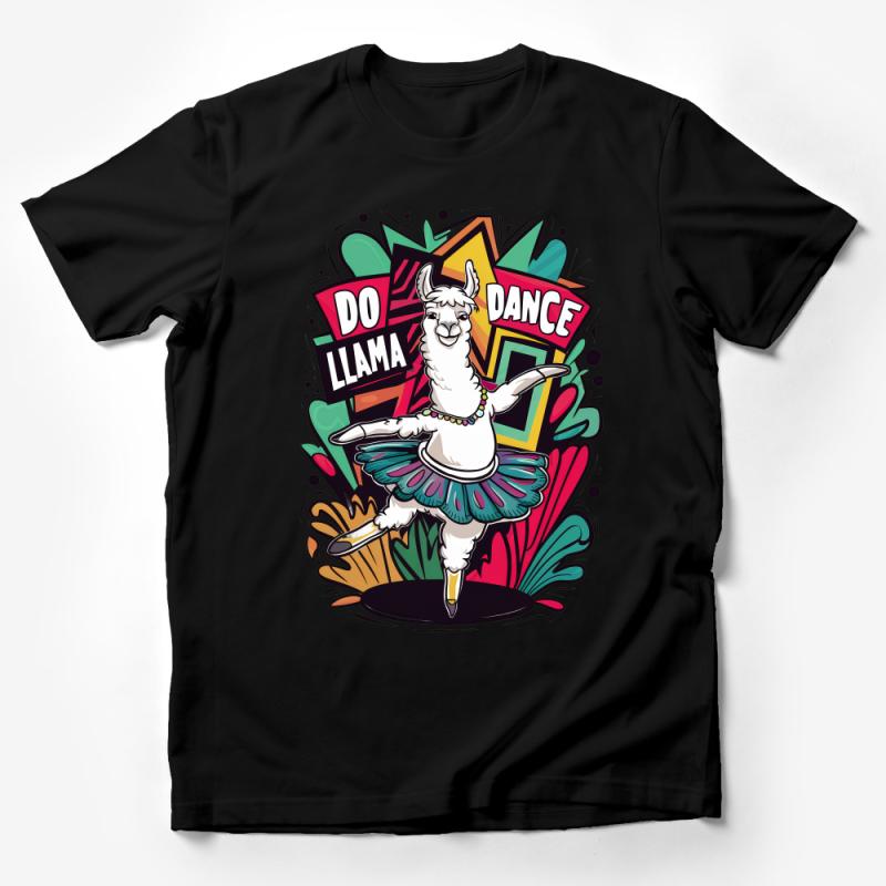 Funny Llama Dance T-Shirt, Cute Dancing Animal with Tutu Graphic Tee, Colorful Unique Llama Lover Gift Idea Male T-Shirt