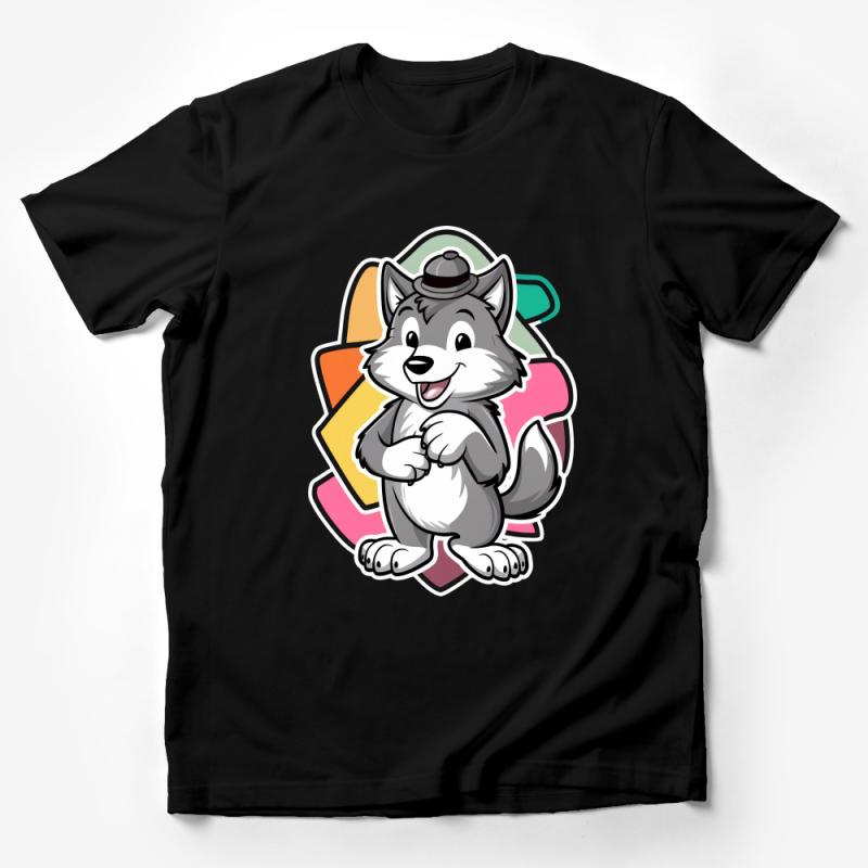 Cute Cartoon Wolf T-Shirt for Kids, Colorful Funny Animal Graphic Tee, Unisex Children Casual Clothing, Gift Male T-Shirt