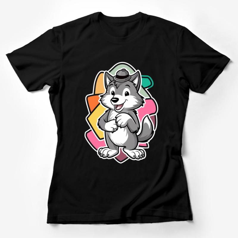 Cute Cartoon Wolf T-Shirt for Kids, Colorful Funny Animal Graphic Tee, Unisex Children Casual Clothing, Gift Female T-Shirt