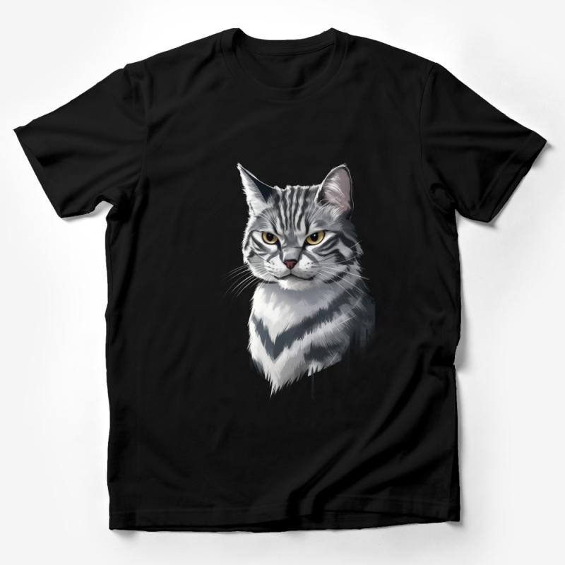 American Shorthair Cat T-Shirt, Unisex Graphic Tee, Animal Lover Clothing, Pet Portrait Shirt, Casual Wear, Cotton Top, Gift for Cat Owners Male T-Shirt