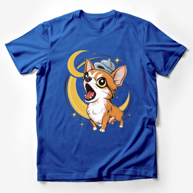 Cute Astronaut Chihuahua T-Shirt, Space Dog with Helmet Cartoon, Cosmic Puppy Apparel for Pet Lovers Male T-Shirt