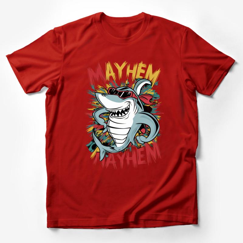 Mayhem Shark Cartoon with Sunglasses Colorful Explosion Unisex T-Shirt Male T-Shirt