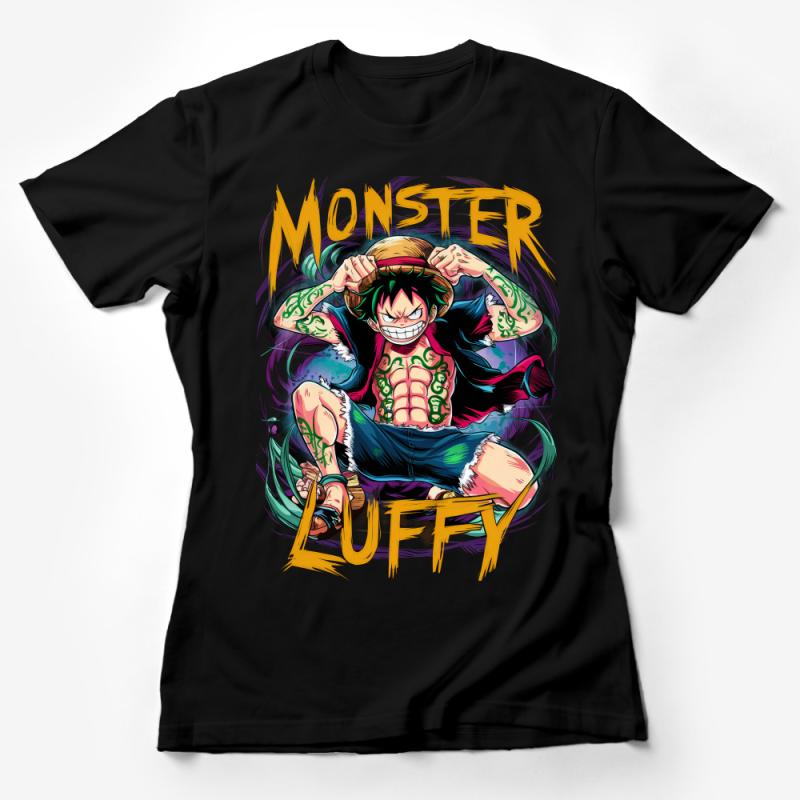 Anime-Inspired Graphic Tee, Colorful Monster Luffy Print, Casual Unisex Cotton T-Shirt, Vibrant Character Design, Streetwear Fashion Female T-Shirt