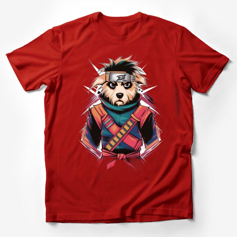 Anime Dog Ninja T-Shirt, Cool Canine Samurai Warrior Tee, Unisex Manga Style Shirt, Pet Lover Gift, Graphic Tee For Anime Fans Male T-Shirt