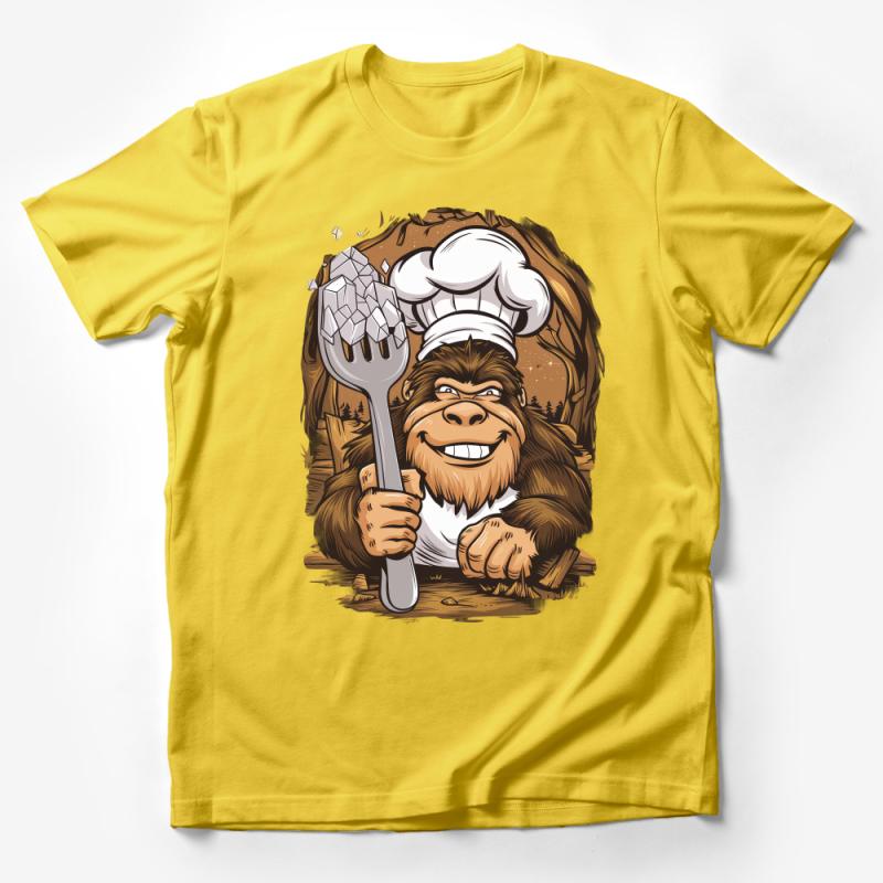 Chef Gorilla T-Shirt, Funny Cooking Tee, Novelty Graphic Foodie Shirt, Animal Cook Kitchen Apparel, Unisex Gift Ideas Male T-Shirt