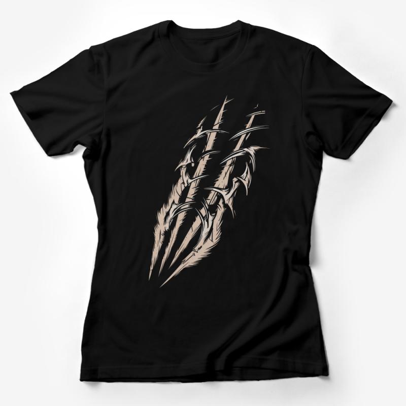 Abstract Claw Scratch Design T-Shirt, Artistic Beige Mark Graphic Tee, Casual Wear for Men and Women Female T-Shirt