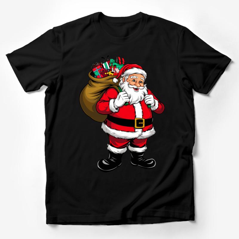 Festive Santa Claus Graphic Tee, Christmas Gifts Holiday T-Shirt, Winter Season Unisex Apparel Male T-Shirt