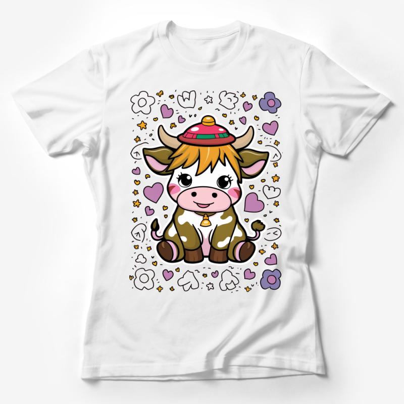 Kids Cute Space Cow T-Shirt, Whimsical UFO Cartoon Animal Tee, Unisex Children's Clothing, Space-Themed Birthday Gift Idea Female T-Shirt