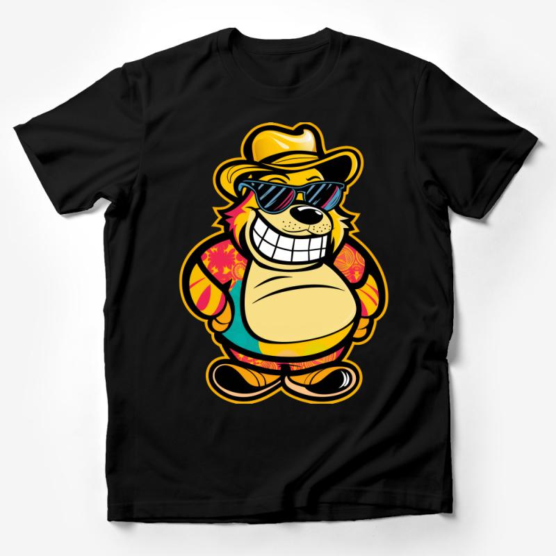 Cool Bear Graphic Tee, Summer Beach Style T-Shirt, Unisex Cartoon Bear Shirt, Casual Wear for Men and Women Male T-Shirt