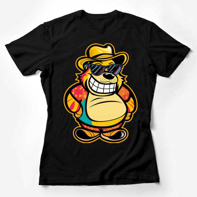 Cool Bear Graphic Tee, Summer Beach Style T-Shirt, Unisex Cartoon Bear Shirt, Casual Wear for Men and Women Female T-Shirt