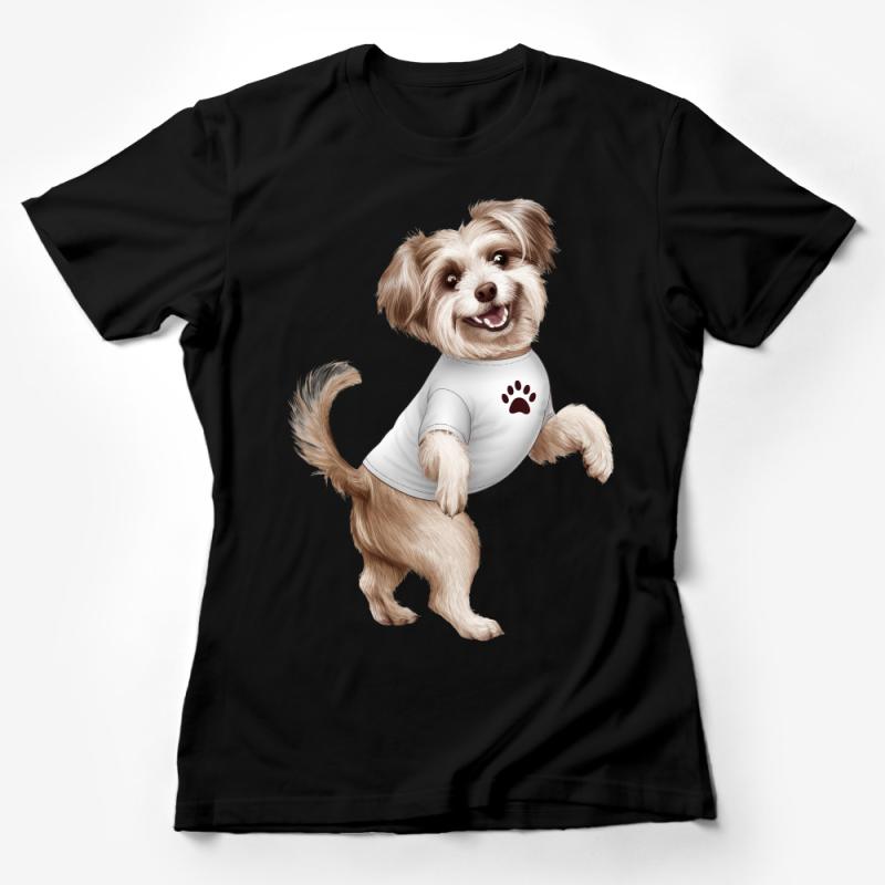 Happy Dog Cartoon Illustration T-Shirt, Cute Pet Lover Gift, Unisex Tee for Dog Owners, Animal Graphic Shirt Female T-Shirt