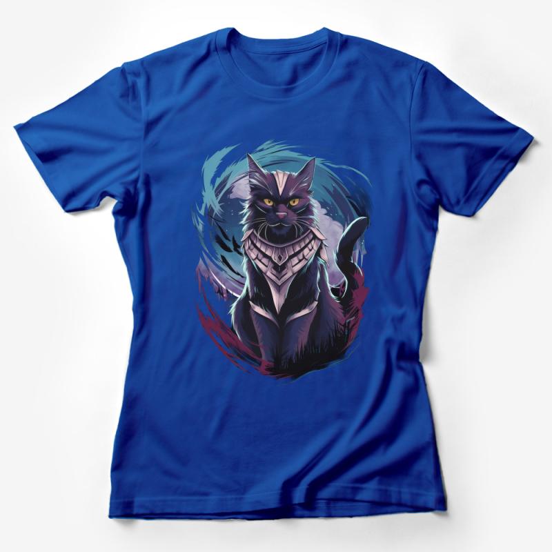 Warrior Cat in Armor T-Shirt, Fantasy Feline Protector, Unique Cat Lover Tee Female T-Shirt