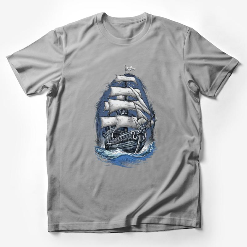 Nautical Ship Graphic T-Shirt, Vintage Sailing Vessel Tee, Men's Sea Adventure Top, Ocean Explorer Cotton Shirt, Gift for Sailors Male T-Shirt