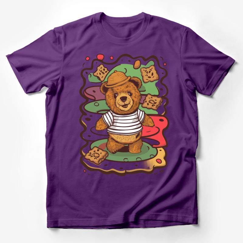 Cute Bear Graphic T-Shirt, Unisex Whimsical Animal Tee, Cookie Lover Casual Shirt, Gift for Kids and Adults Male T-Shirt