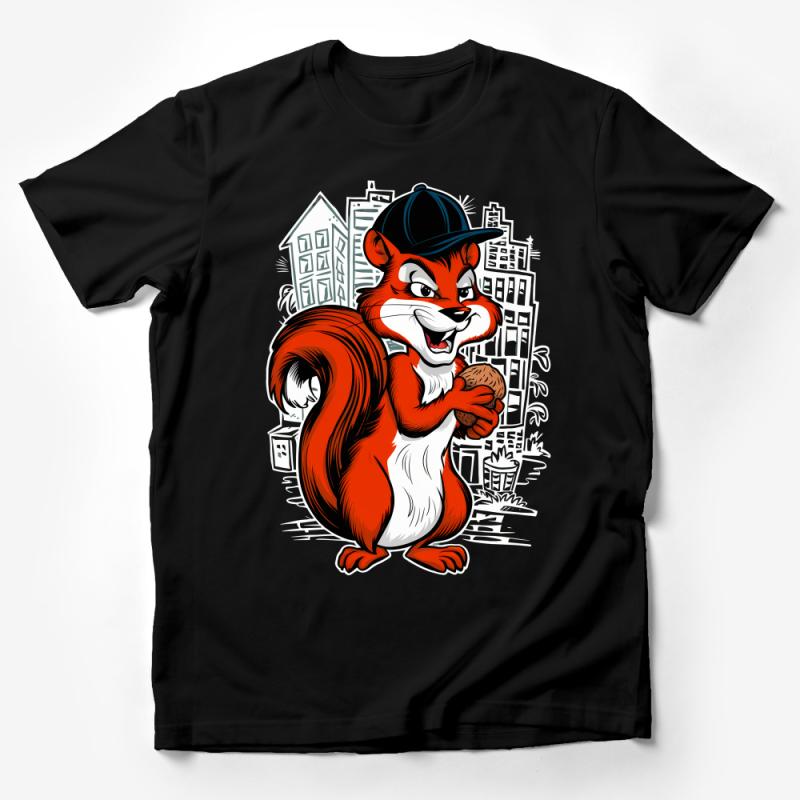 Hip Urban Squirrel Graphic Tee, Cool City Animal T-Shirt, Unique Wildlife Streetwear, Unisex Male T-Shirt