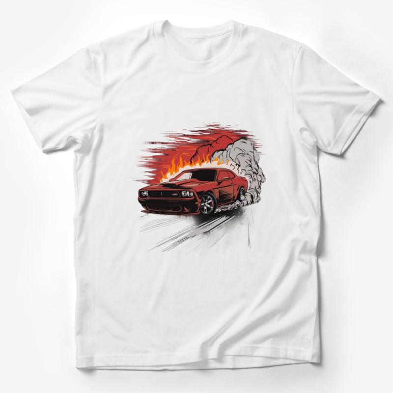 Fiery Red Muscle Car Graphic T-Shirt, Vintage Style Speed Demon Apparel Male T-Shirt