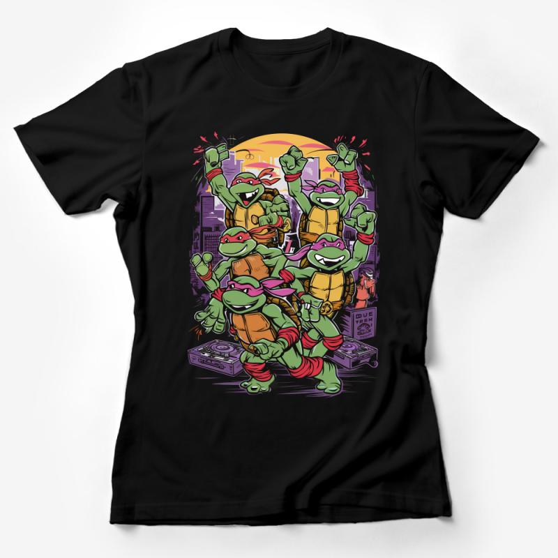 Retro Cartoon Ninja Turtles Graphic Tee, Vintage Style Superhero Shirt, Unisex Adult and Kids Sizes Female T-Shirt