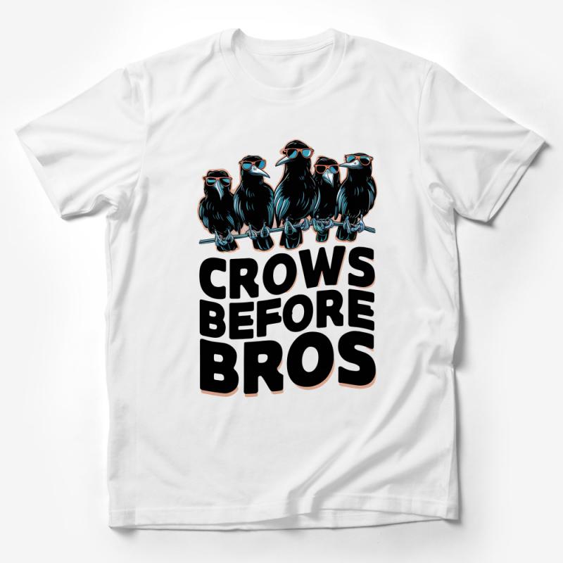 Cool Crows Before Bros T-Shirt, Funny Bird Gang Graphic Tee, Unisex Style, Trendy Hipster Crew Shirt, Unique Gift Male T-Shirt