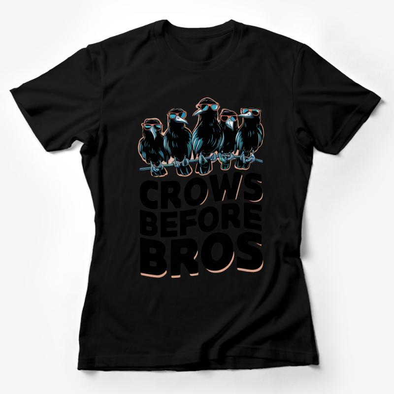 Cool Crows Before Bros T-Shirt, Funny Bird Gang Graphic Tee, Unisex Style, Trendy Hipster Crew Shirt, Unique Gift Female T-Shirt