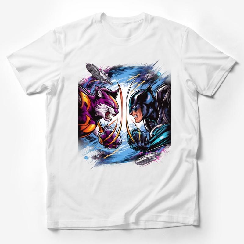 Cosmic Battle Graphic T-Shirt, Vibrant Space Wars Illustration Tee, Sci-Fi Comic Style Apparel for Fans Male T-Shirt