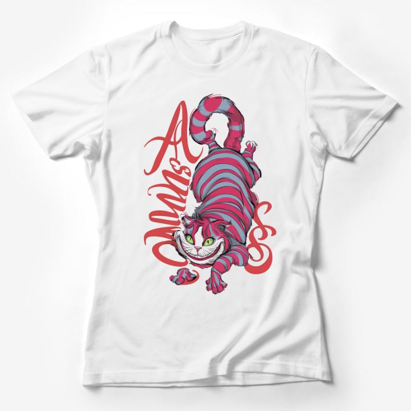 Whimsical Cheshire Cat T-Shirt, Alice in Wonderland Inspired Top, Unique Graphic Tee for Fantasy Lovers Female T-Shirt