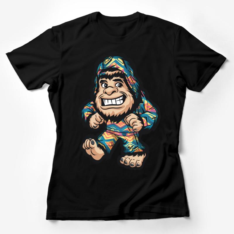 Funky Monkey Cartoon T-Shirt, Colorful Animal Graphic Tee, Urban Streetwear, Casual Hip Hop Style Shirt Female T-Shirt