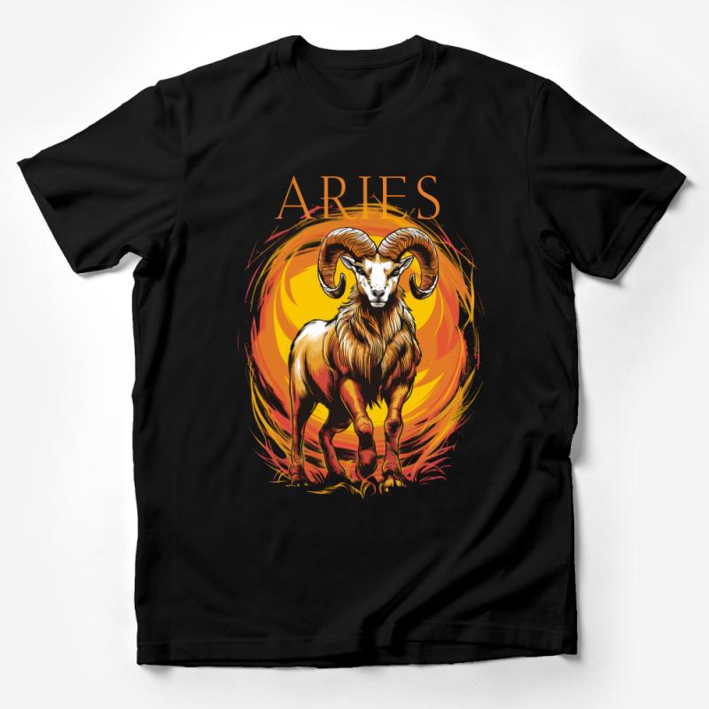 Aries Zodiac Sign T-Shirt, Astrology Ram Graphic Tee, Horoscope Birthday Gift, Unisex Astrology Apparel, Vibrant Aries Ram Design Top Male T-Shirt