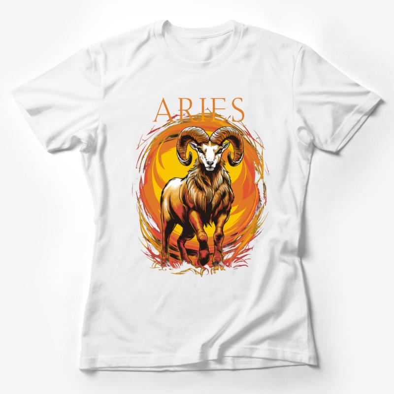 Aries Zodiac Sign T-Shirt, Astrology Ram Graphic Tee, Horoscope Birthday Gift, Unisex Astrology Apparel, Vibrant Aries Ram Design Top Female T-Shirt