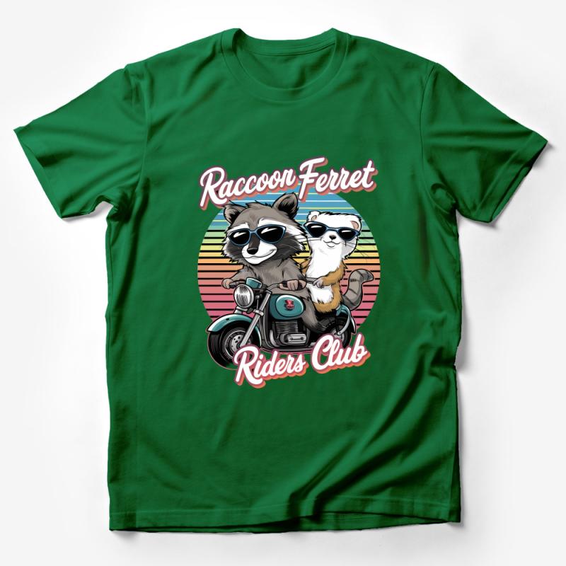 Raccoon Ferret Riders Club T-Shirt, Vintage Motorcycle Animal Tee, Cool Biker Graphic Shirt, Retro Style Unisex Apparel Male T-Shirt