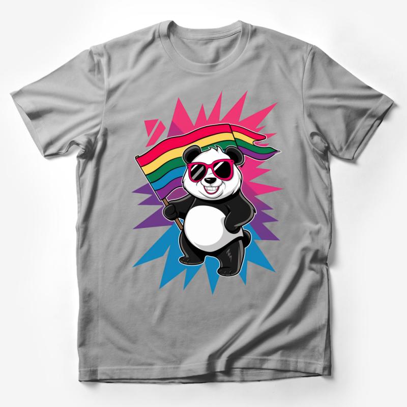 Colorful Panda with Rainbow Flag Pride Graphic T-Shirt, Unisex Fashion Tee Shirt Design Male T-Shirt