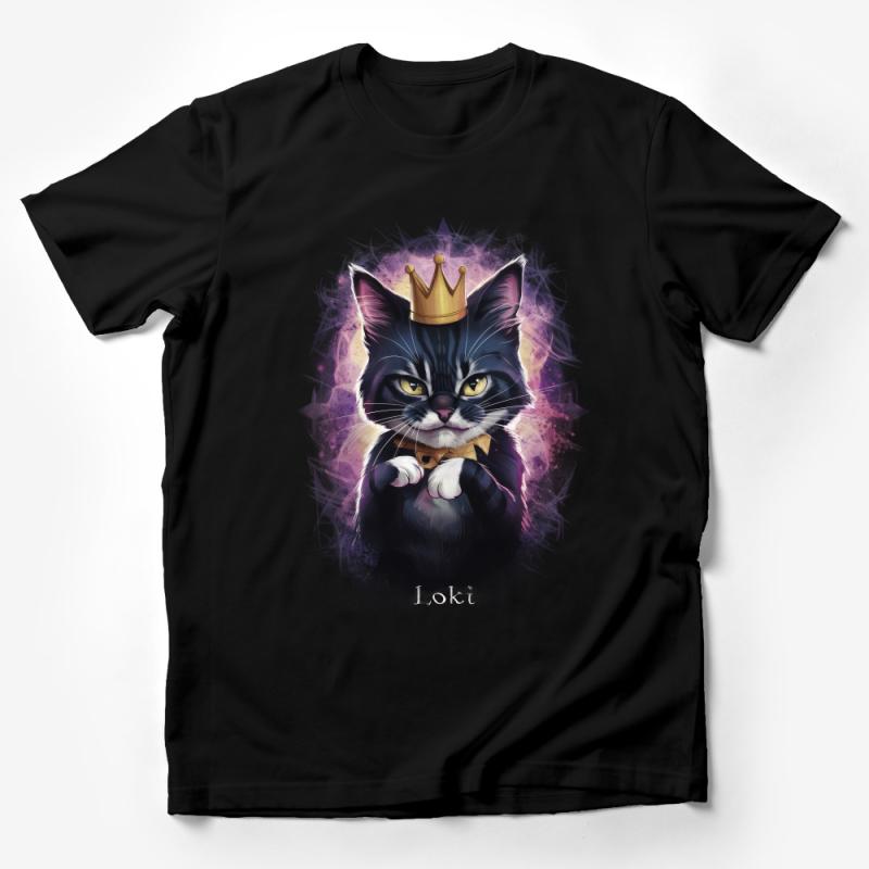 Cat King T-Shirt, Regal Feline with Crown Graphic Tee, Cute Cat Lover Shirt, Unisex Animal Art Top, Casual Wear for Pet Enthusiasts Male T-Shirt