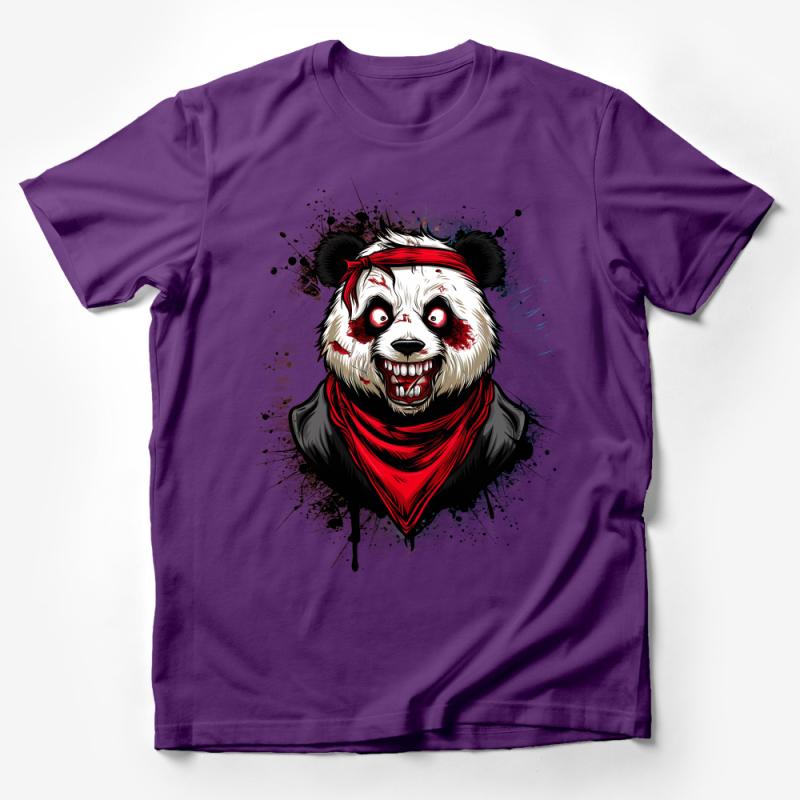 Edgy Panda with Red Bandana Graphic T-Shirt, Unisex Urban Streetwear Tee, Bold Animal Art Design Male T-Shirt