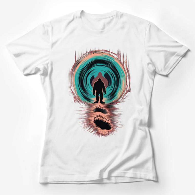 Surreal Bear Silhouette Graphic T-Shirt, Nature Wilderness Tee, Unisex T-Shirt With Unique Artwork Design, Trendy Nature-Themed Apparel Female T-Shirt